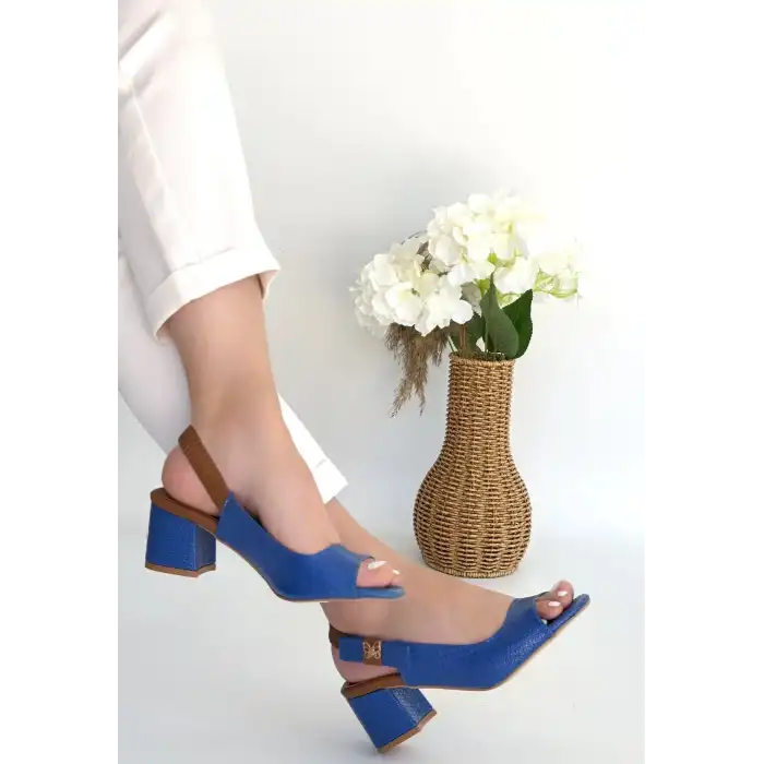 ALESSİ MAVİ RUGAN TOPUKLU AYAKKABI