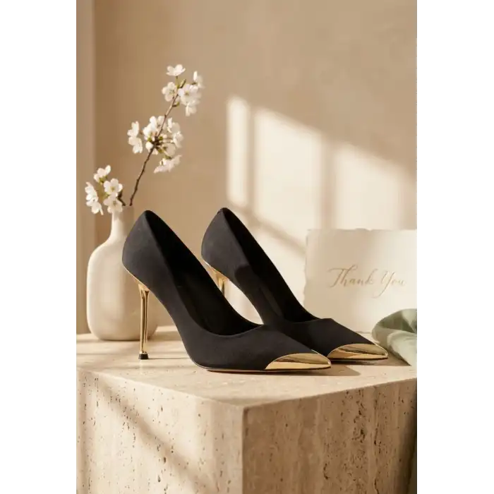 Alis Siyah Saten Stiletto Ayakkabı