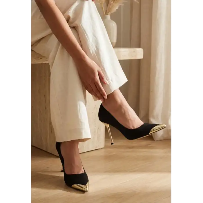 Alis Siyah Saten Stiletto Ayakkabı