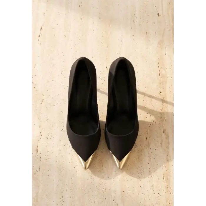 Alis Siyah Saten Stiletto Ayakkabı