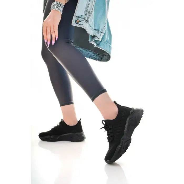 ANTE SİYAH TRİKO BAĞCIKLI SPOR AYAKKABI