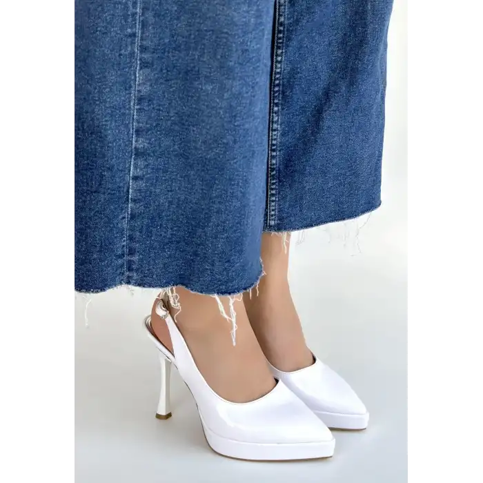 ARİM BEYAZ RUGAN PLATFORM TOPUK AYAKKABI