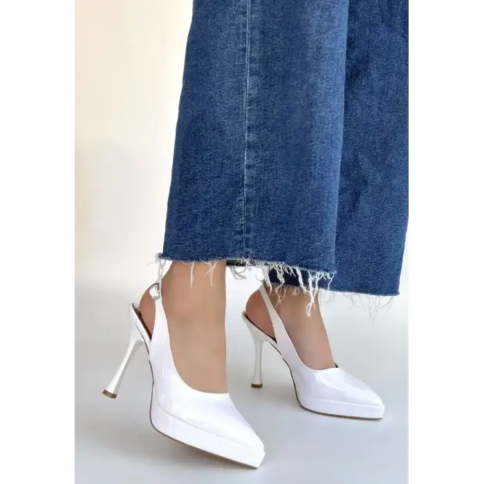 ARİM BEYAZ RUGAN PLATFORM TOPUK AYAKKABI