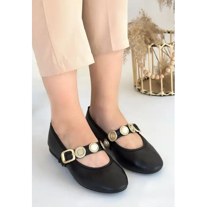 ATNİS SİYAH CİLT BABET AYAKKABI