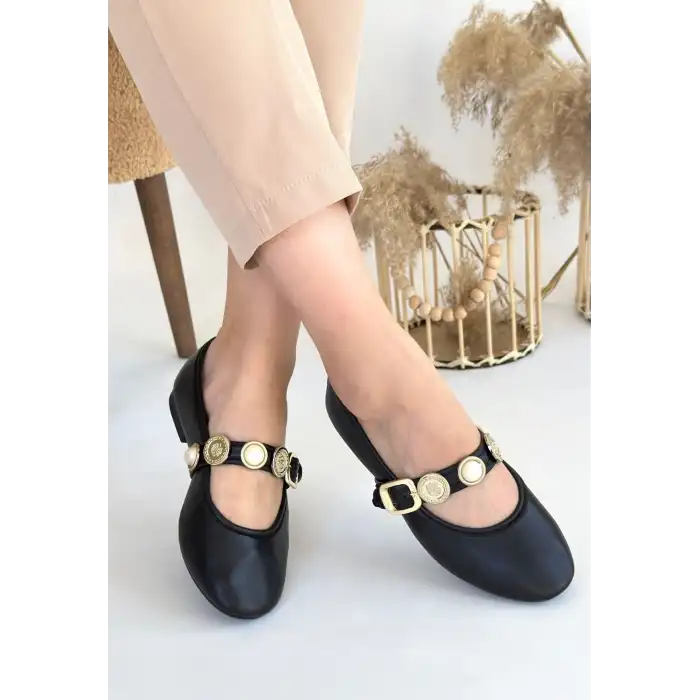 ATNİS SİYAH CİLT BABET AYAKKABI