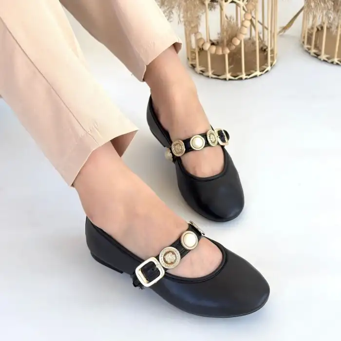 ATNİS SİYAH CİLT BABET AYAKKABI