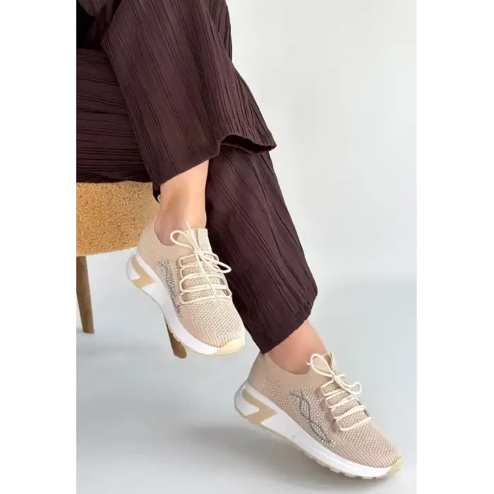 BELAN BEJ TRİKO BAĞCIKLI SPOR AYAKKABI