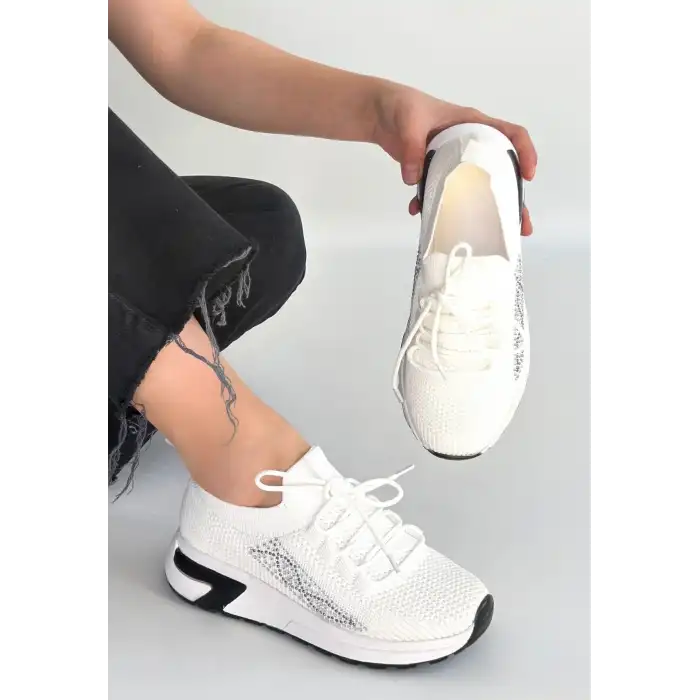 BELAN BEYAZ TRİKO BAĞCIKLI SPOR AYAKKABI