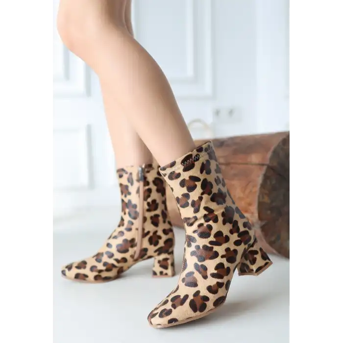 BİRTA LEOPAR CİLT STREÇ TOPUKLU BOT