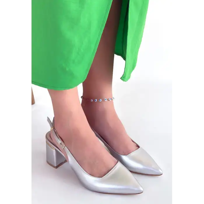 BUANT GÜMÜŞ CİLT TOPUKLU AYAKKABI