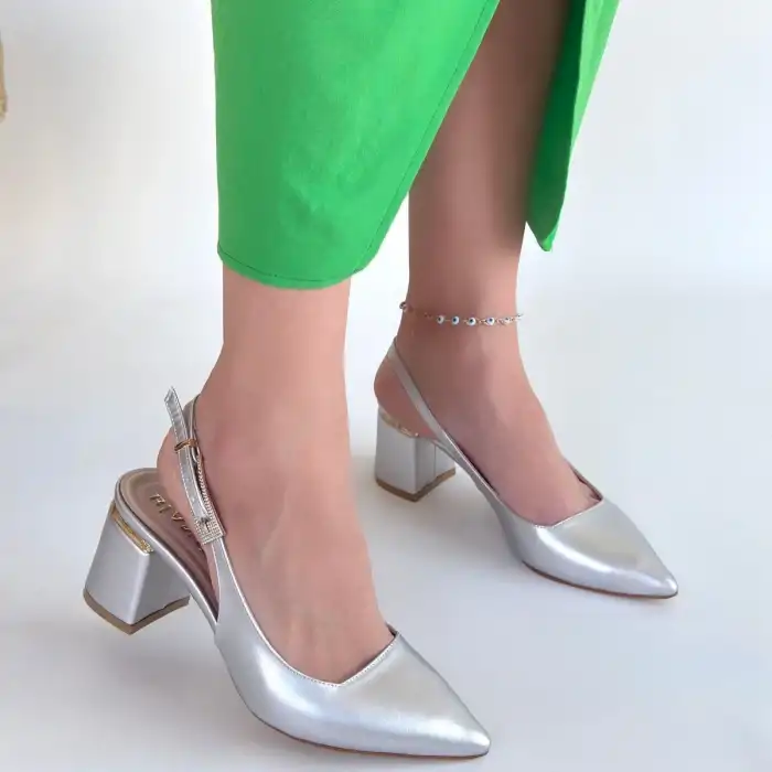 BUANT GÜMÜŞ CİLT TOPUKLU AYAKKABI