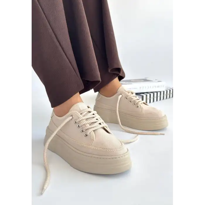 CARİN BEJ KETEN BAĞCIKLI SPOR AYAKKABI