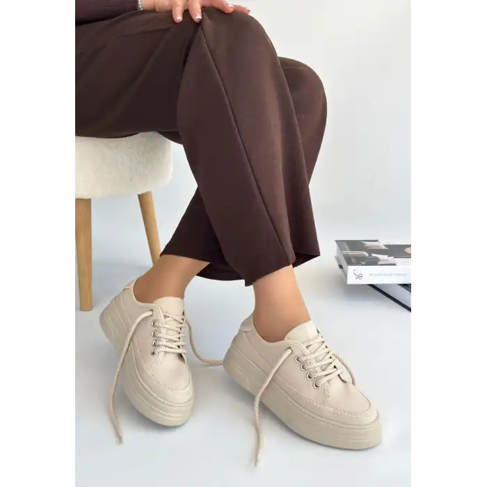 CARİN BEJ KETEN BAĞCIKLI SPOR AYAKKABI