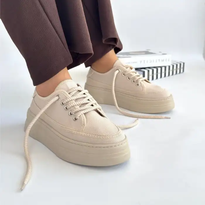 CARİN BEJ KETEN BAĞCIKLI SPOR AYAKKABI