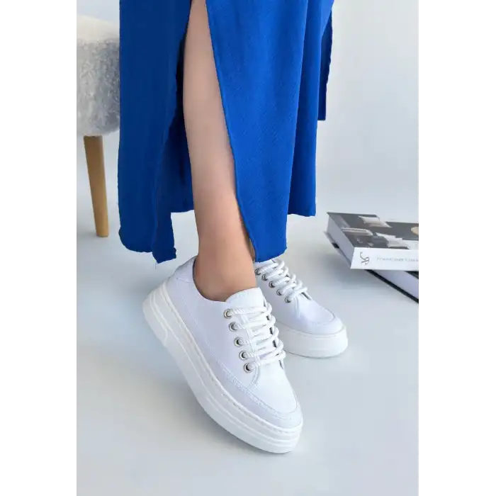 CARİN BEYAZ KETEN BAĞCIKLI SPOR AYAKKABI