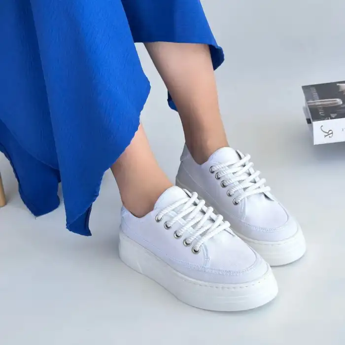 CARİN BEYAZ KETEN BAĞCIKLI SPOR AYAKKABI