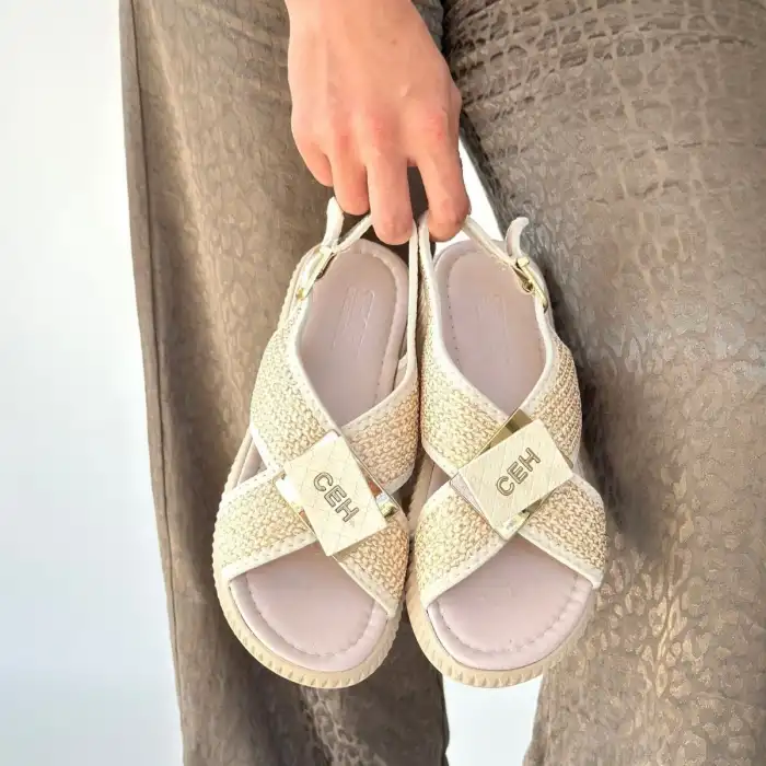 CATE BEJ HASIR CİLT SANDALET