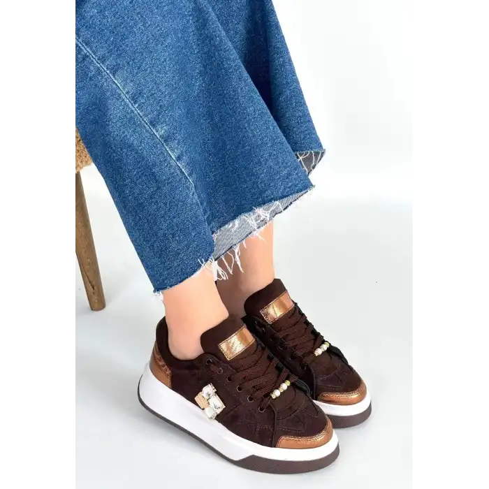 CEANS KAHVERENGİ SÜET BAĞCIKLI SPOR AYAKKABI