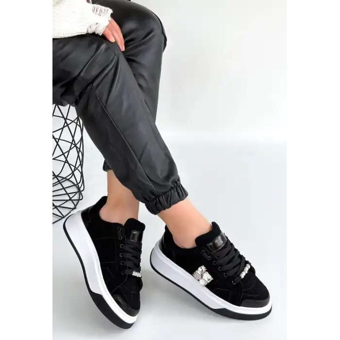 CEANS SİYAH SÜET BAĞCIKLI SPOR AYAKKABI