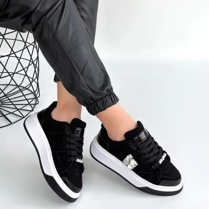 CEANS SİYAH SÜET BAĞCIKLI SPOR AYAKKABI