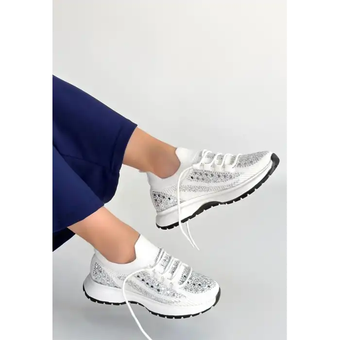 CEAS BEYAZ TRİKO BAĞCIKLI SPOR AYAKKABI