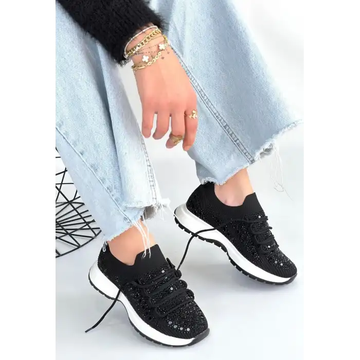 CEAS SİYAH TRİKO BAĞCIKLI SPOR AYAKKABI