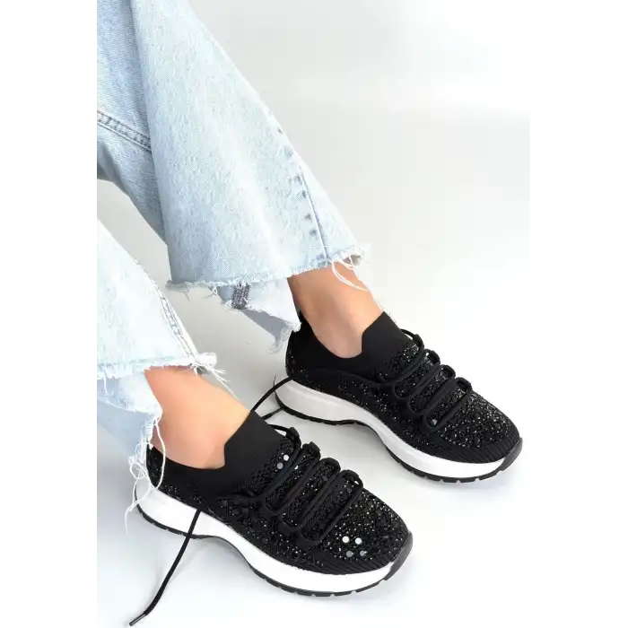 CEAS SİYAH TRİKO BAĞCIKLI SPOR AYAKKABI