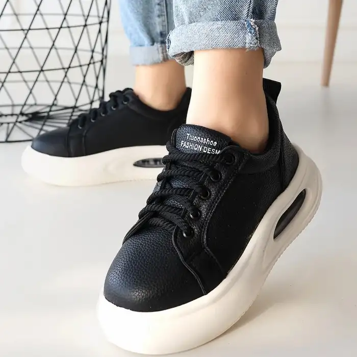 CHRİS SİYAH CİLT BAĞCIKLI SPOR AYAKKABI