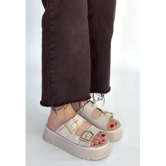 COER BEJ SÜET ÇİFT TOKALI TERLİK