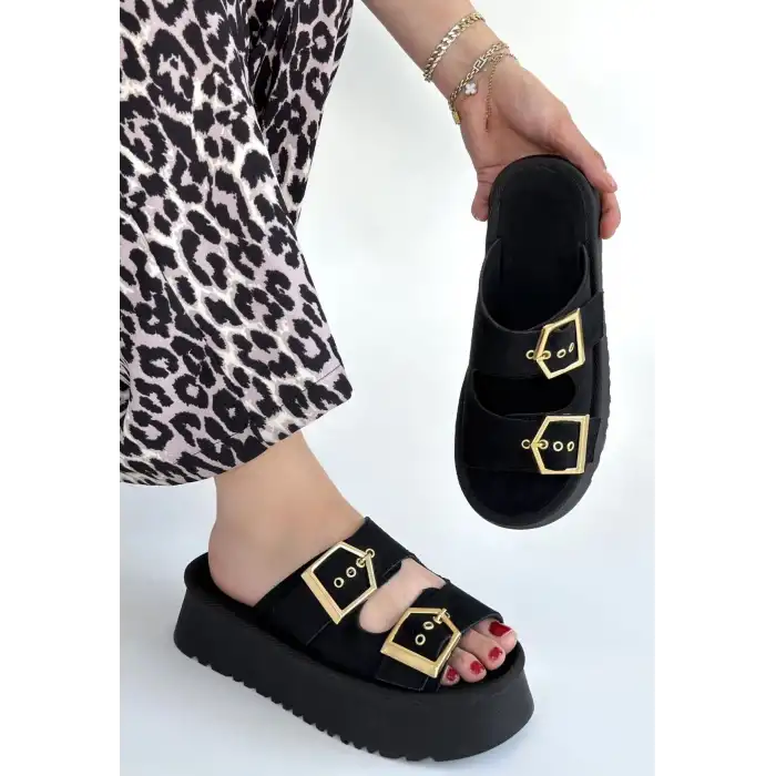 COER SİYAH SÜET ÇİFT TOKALI TERLİK