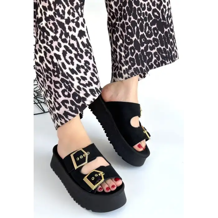 COER SİYAH SÜET ÇİFT TOKALI TERLİK