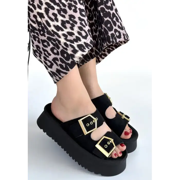 COER SİYAH SÜET ÇİFT TOKALI TERLİK