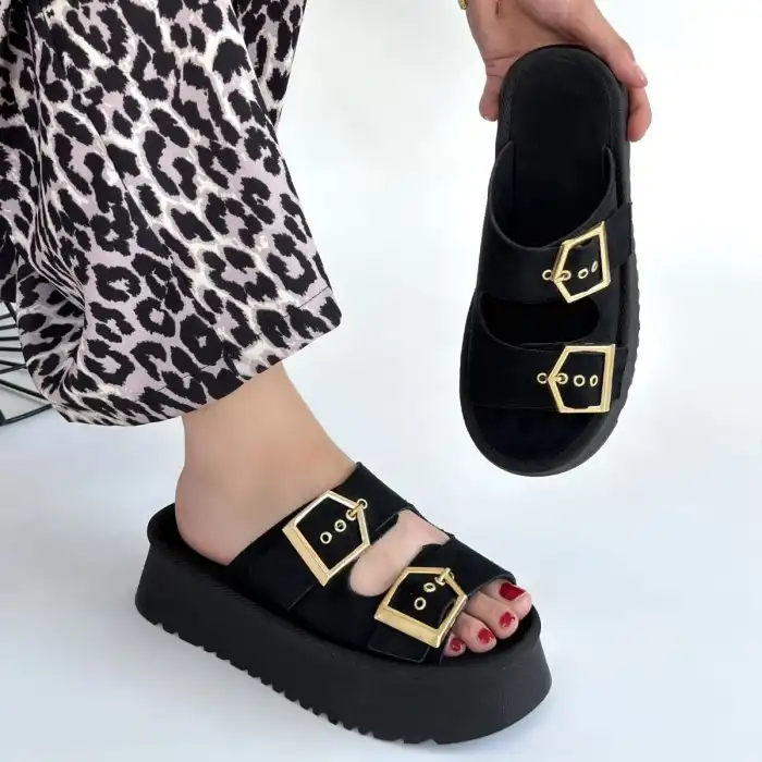 COER SİYAH SÜET ÇİFT TOKALI TERLİK