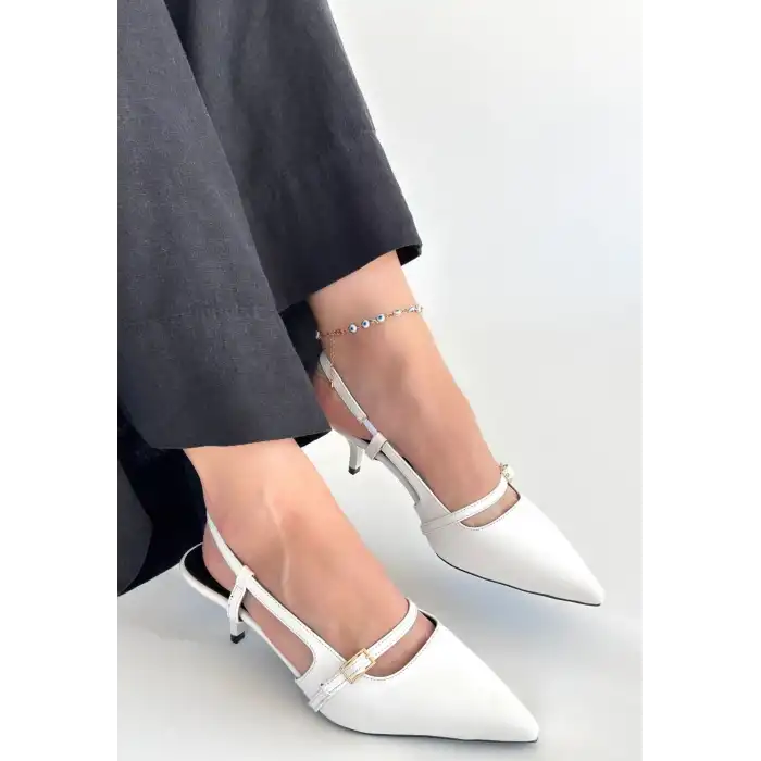 DARİNA BEYAZ CİLT TOPUKLU AYAKKABI