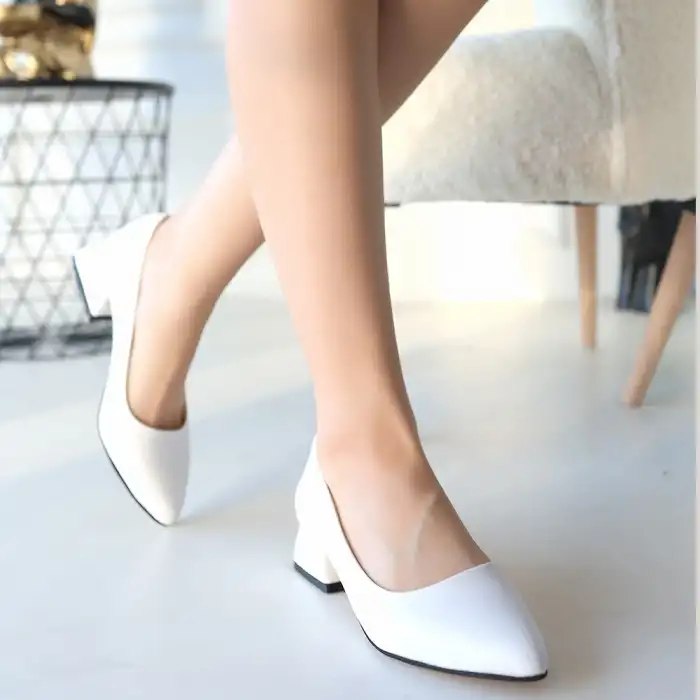 DESNİY BEYAZ CİLT TOPUKLU AYAKKABI