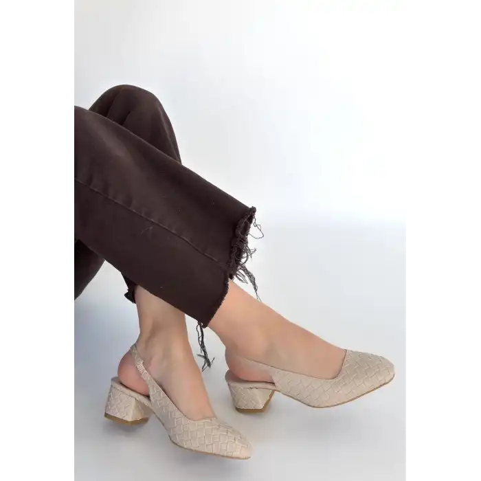 DİER BEJ CİLT TOPUKLU AYAKKABI