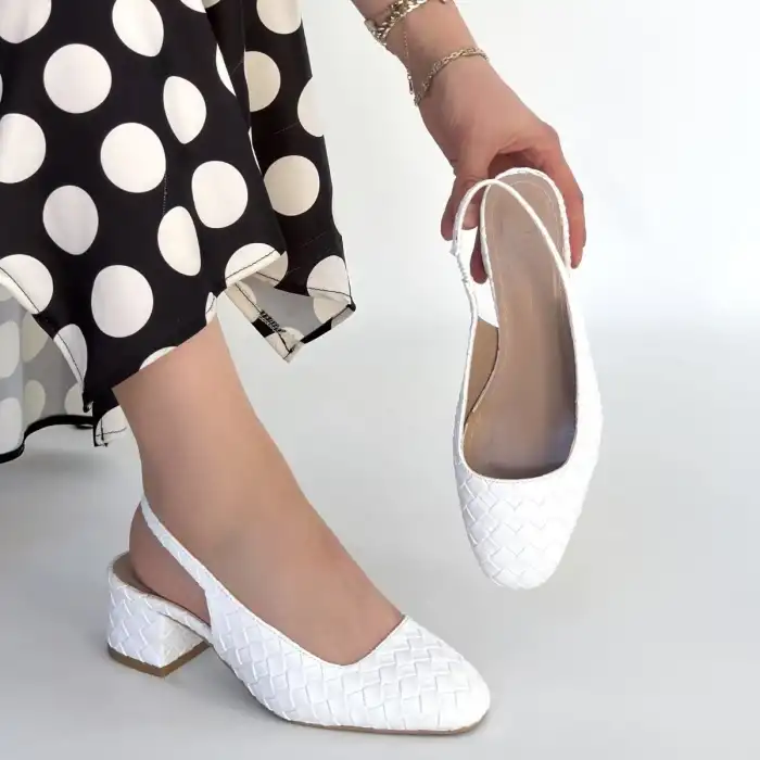 DİER BEYAZ CİLT TOPUKLU AYAKKABI