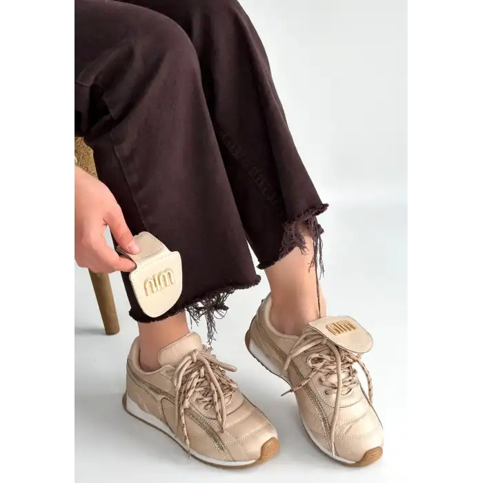 DİSSA BEJ CİLT BAĞCIKLI PARAŞÜT DETAYLI SPOR AYAKKABI