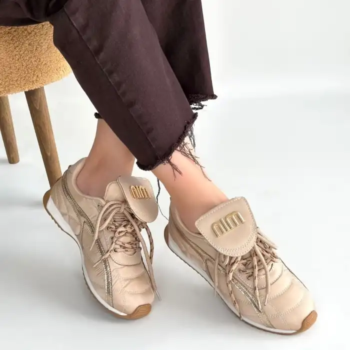 DİSSA BEJ CİLT BAĞCIKLI PARAŞÜT DETAYLI SPOR AYAKKABI