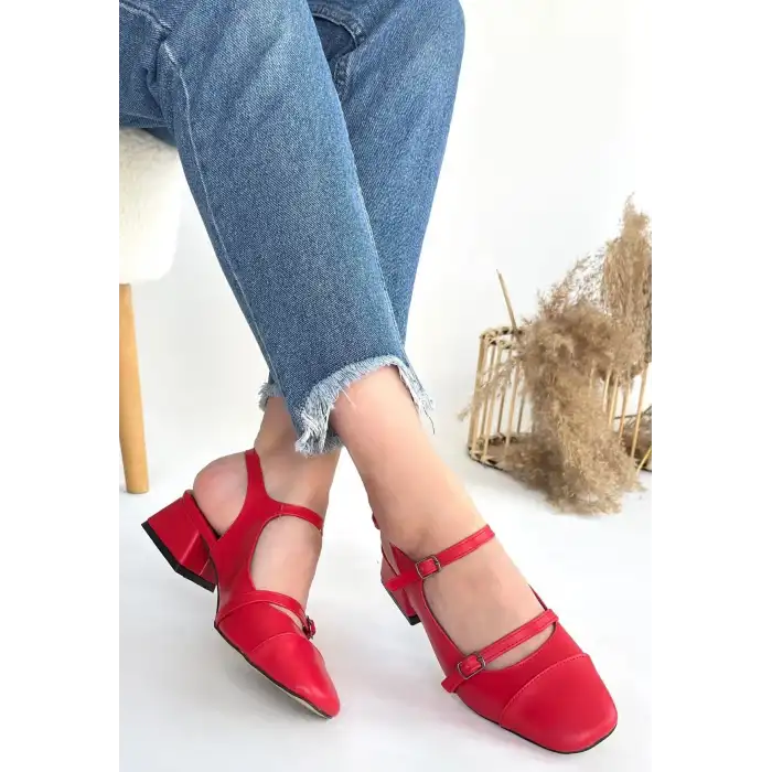 DORAN KIRMIZI CİLT TOPUKLU AYAKKABI