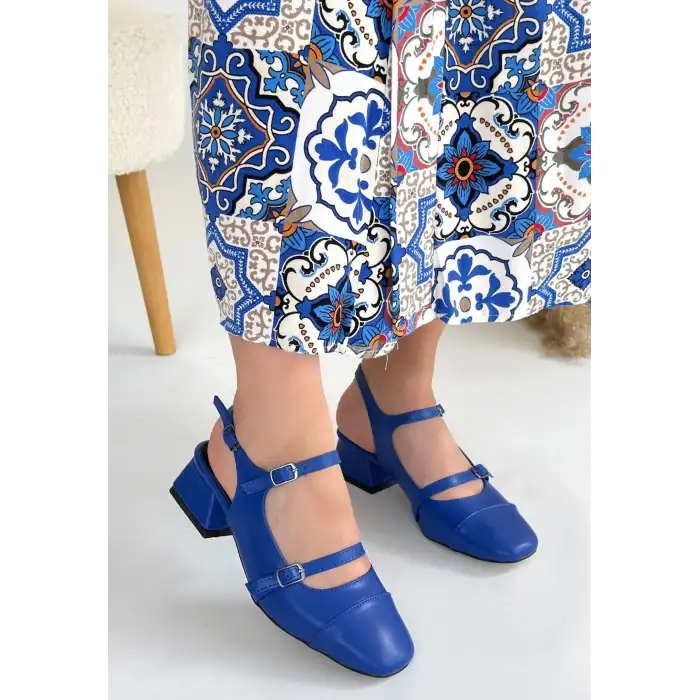DORAN MAVİ CİLT TOPUKLU AYAKKABI