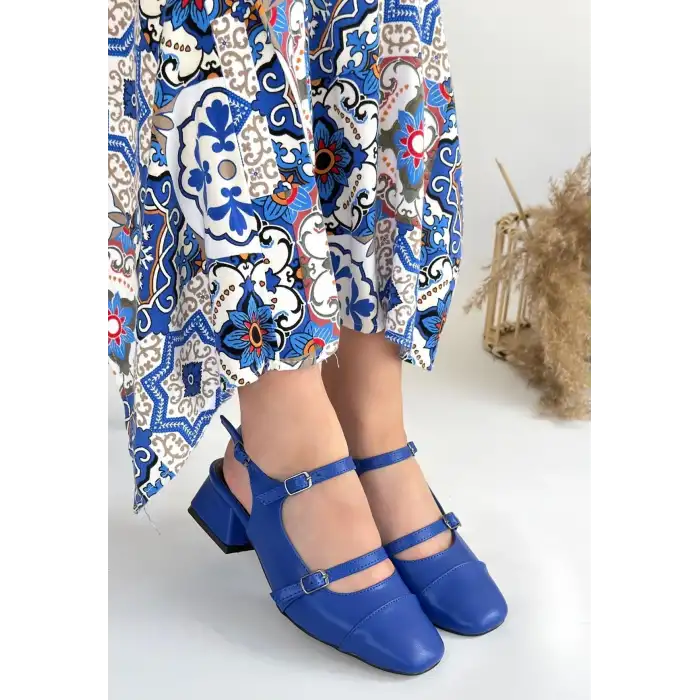 DORAN MAVİ CİLT TOPUKLU AYAKKABI