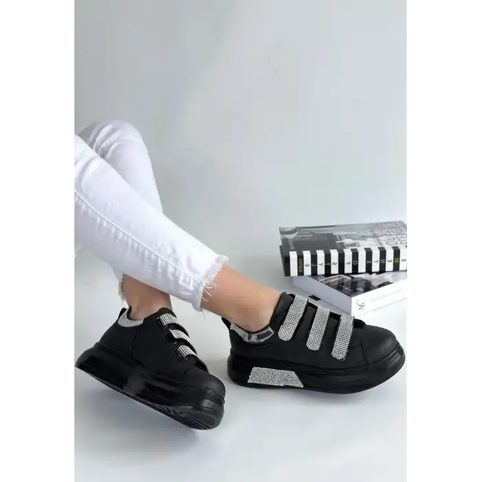 ELİKA SİYAH CİLT CIRT CIRTLI SPOR AYAKKABI