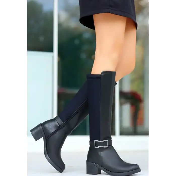 EMRAT SİYAH CİLT TOPUKLU ÇİZME