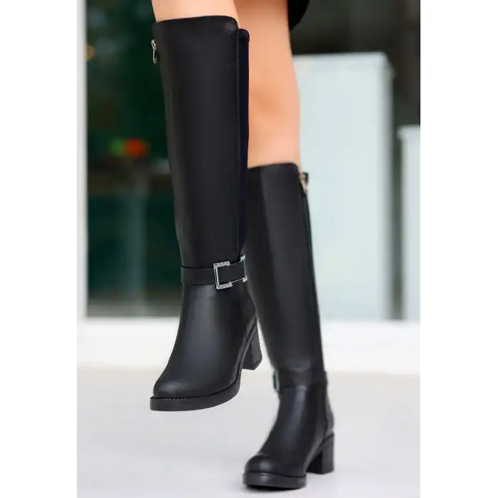 EMRAT SİYAH CİLT TOPUKLU ÇİZME