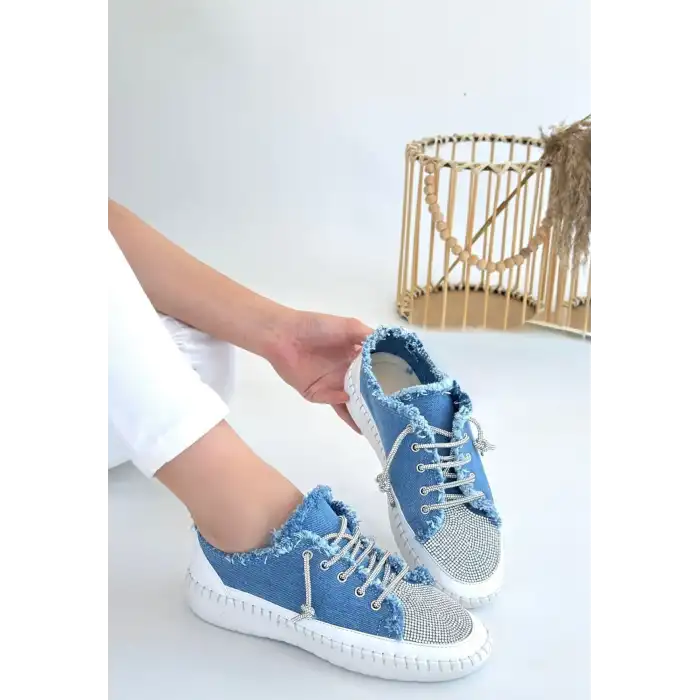 ENBER MAVİ KOT BAĞCIKLI SPOR AYAKKABI