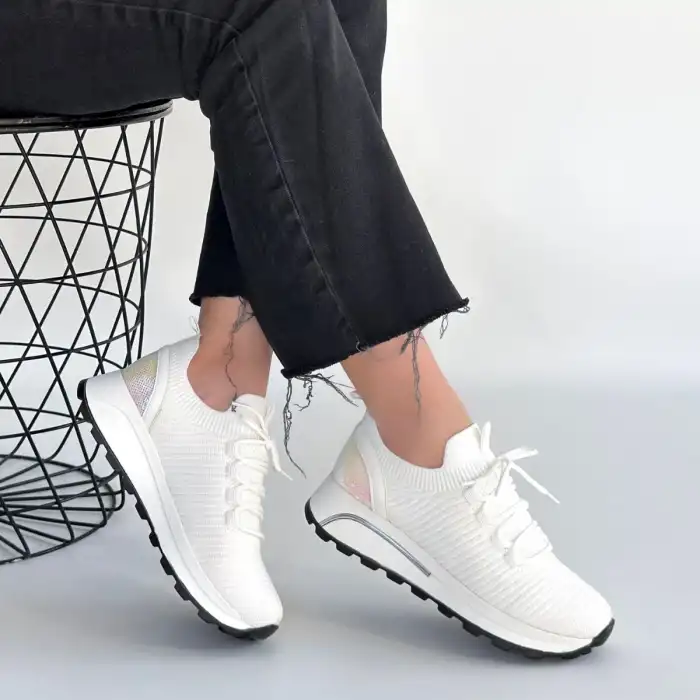 FEORT BEYAZ TRİKO BAĞCIKLI SPOR AYAKKABI