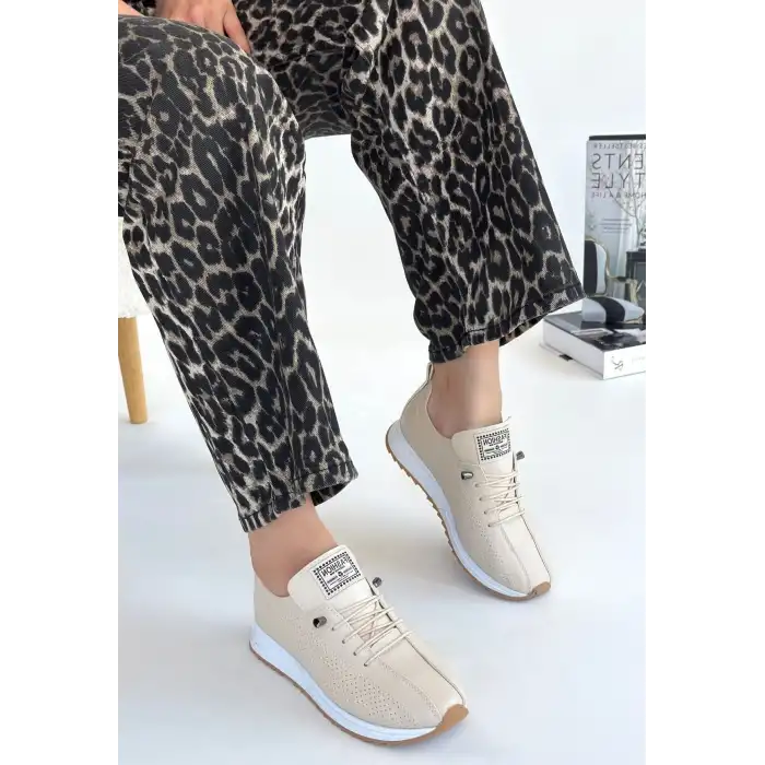 FİERT BEJ CİLT BAĞCIKLI SPOR AYAKKABI