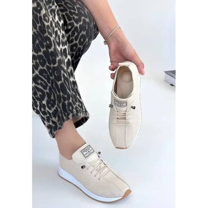 FİERT BEJ CİLT BAĞCIKLI SPOR AYAKKABI