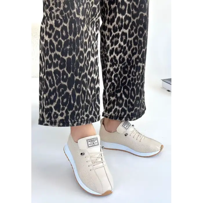 FİERT BEJ CİLT BAĞCIKLI SPOR AYAKKABI